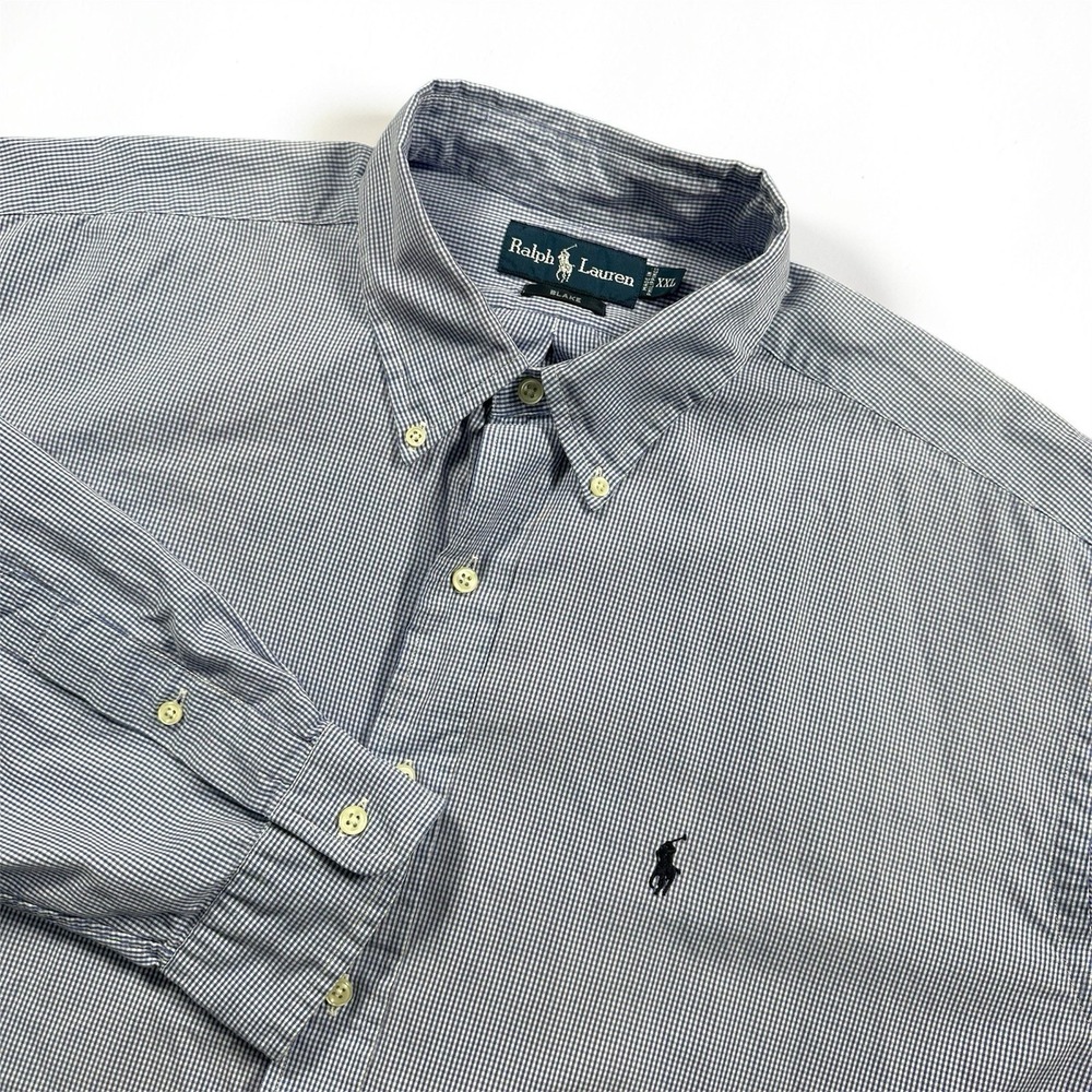 Polo Ralph Lauren Blake Button Down Shirt Mens 2XL Long Sleeve Mini Gingham Chec